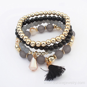 Colorful Beads Elastic Multi Layer Chain Women Bracelets